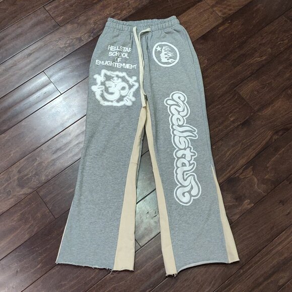 Hellstar Capsule 4 School of Enlightenment Grey Flare Sweatpants NWOT SIZE SMALL - Picture 1 of 6